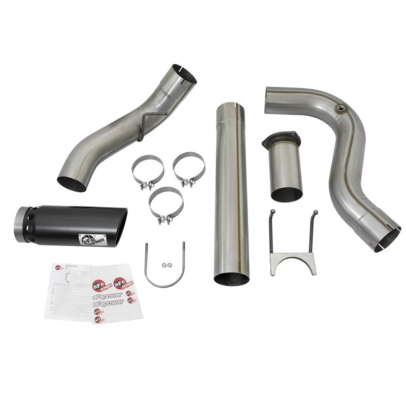 aFe Large Bore-HD 5 IN 409 Stainless Steel DPF-Back Exhaust System w/Black Tip (49-43090-B)