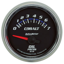 Load image into Gallery viewer, AutoMeter Cobalt 52mm 0-7 BAR Short Sweep Electric Oil Pressure Gauge (6127-M)