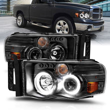 Load image into Gallery viewer, ANZO USA Projector Headlight Set w/Halo, Clear/Amber Lens, Black, Pair, (111490)