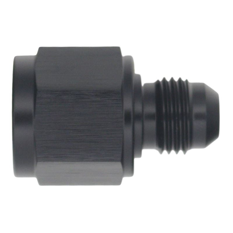 DeatschWerks 8AN Female Flare to 6AN Male Flare Reducer - Anodized Matte Black (6-02-0222-B)