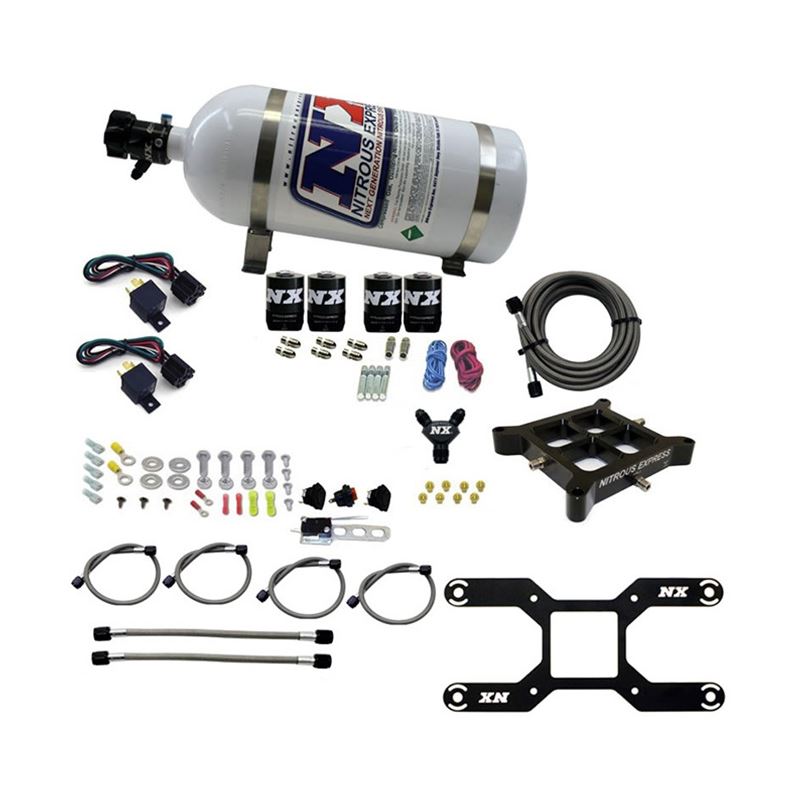 Nitrous Express Dry, Quad Stage Billet Crossbar Plate System 100-2000HP (4150 Flange) W/10Lb Bottle (66442-10)