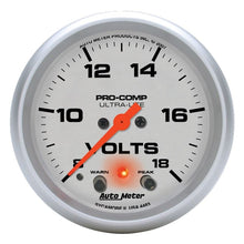 Load image into Gallery viewer, AutoMeter Ultra-Lite 2 5/8in 18V Voltmeter w/ Peak and Warn (4483)