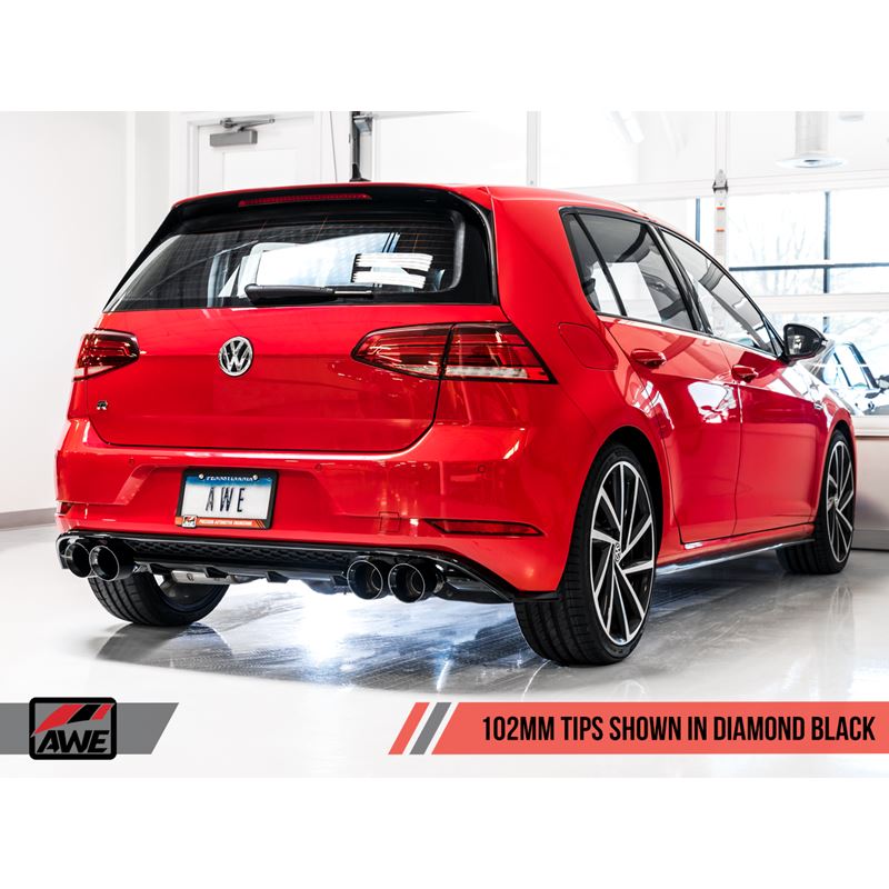 AWE SwitchPath Exhaust for MK7 Golf R - Diamond Black Tips, 102mm (3025-43068)