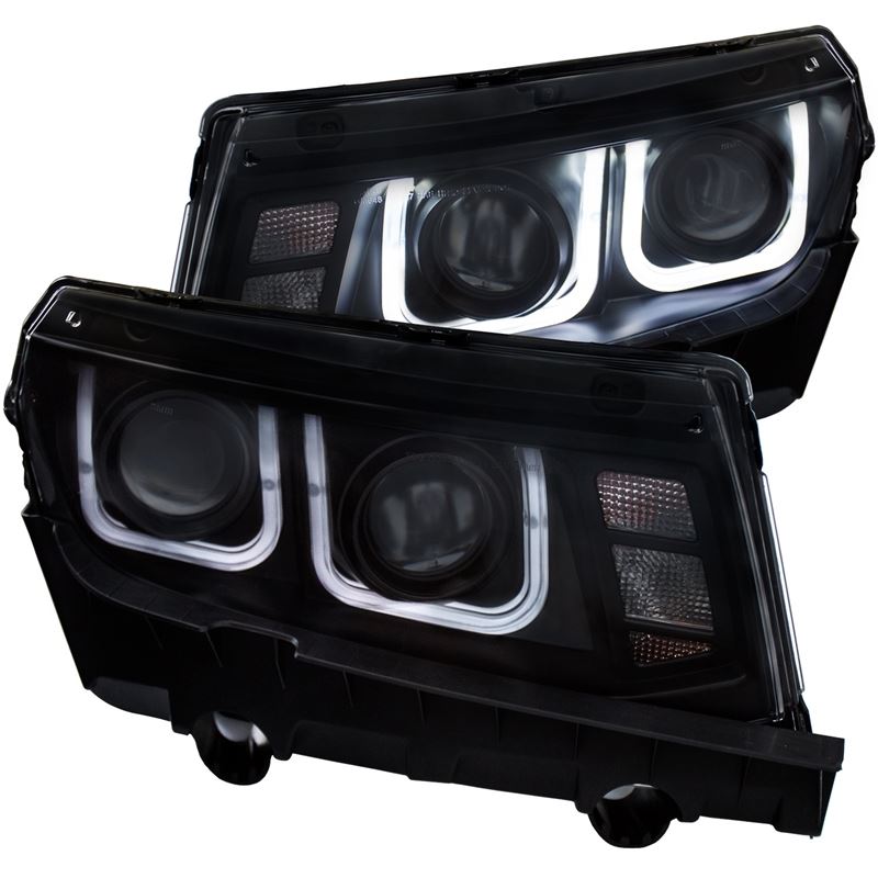 ANZO USA 2014-2015 Chevrolet Camaro Projector Headlights w/ U-Bar Black (121508)