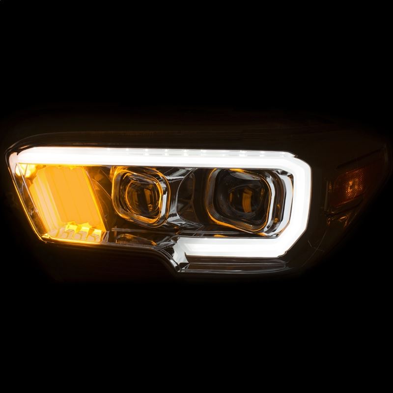 ANZO USA 2016-2017 Toyota Tacoma Projector Headlights w/ Plank Style Design Chrome w/ Amber (111378)