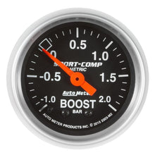 Load image into Gallery viewer, AutoMeter Sport-Comp Gauge Vac/Boost 2 1/16in -1 - +2 Bar Mechanical Sport-Comp (3303-M2)