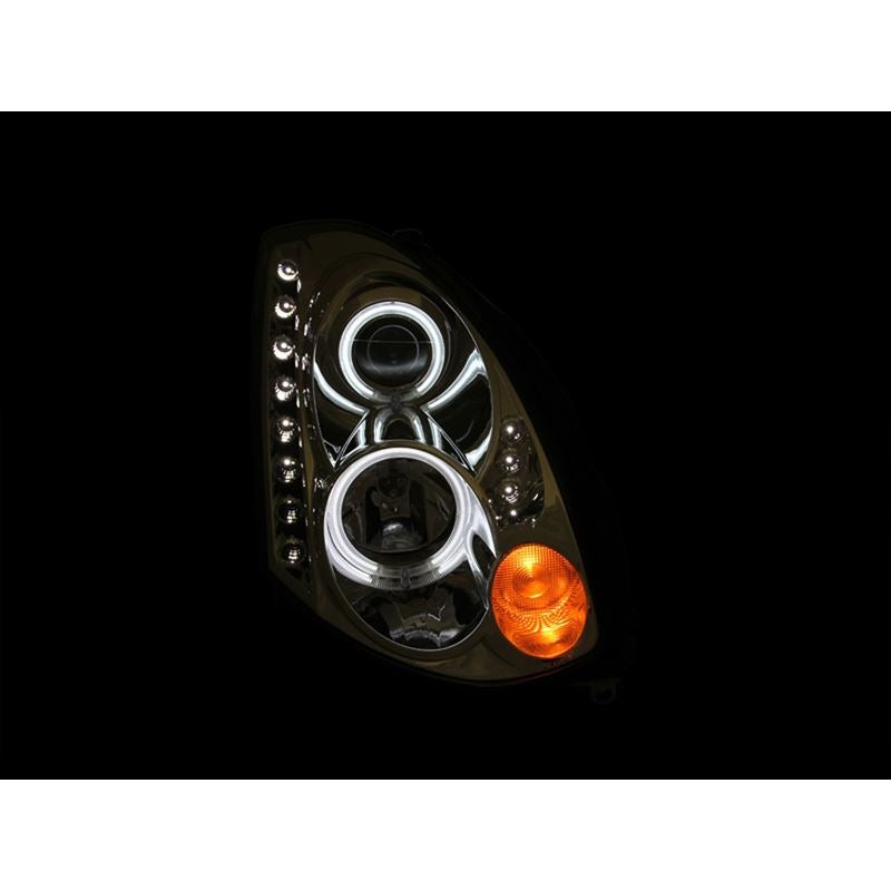 ANZO USA 2003-2007 Infiniti G35 Projector Headlights w/ Halo Chrome (CCFL) (HID Compatible) (121364)