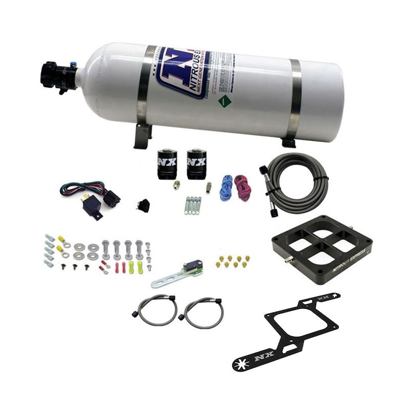 Nitrous Express Dry, Dual Stage Billet Crossbar Plate System 100-1000HP (4500 Flange) W/15Lb Bottle (66247-15)