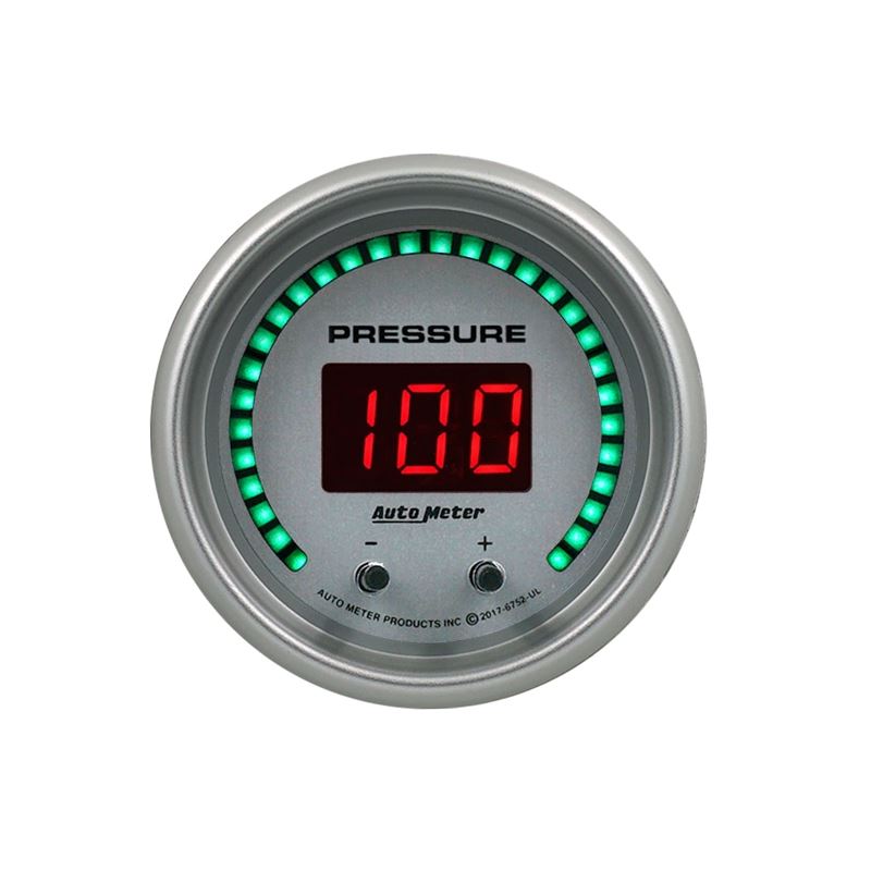 AutoMeter 52.4mm Silver Switchable 0-1600 PSI/0-110 BAR Fluid Pressure UltraLite Elite Digital Gauge (6752-UL)