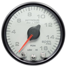 Load image into Gallery viewer, AutoMeter Spek-Pro Gauge Nitrous Press 2 1/16in 1600psi Stepper Motor W/Peak and Warn Wht/Blk (P32012)