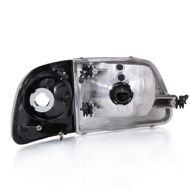 ANZO USA Crystal Headlight Set, Clear Lens, Black Housing, w/LED Parking Light, Pair, (111460)