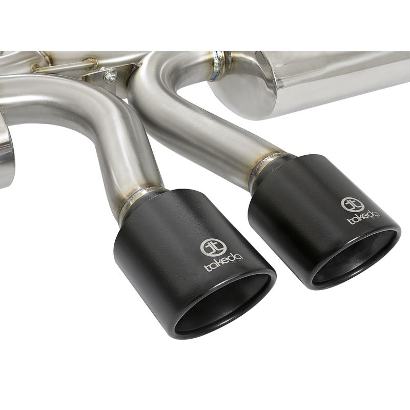 Takeda 3 IN 304 Stainless Steel Cat-Back Exhaust w/ Center Black Tips (49-36618-B)