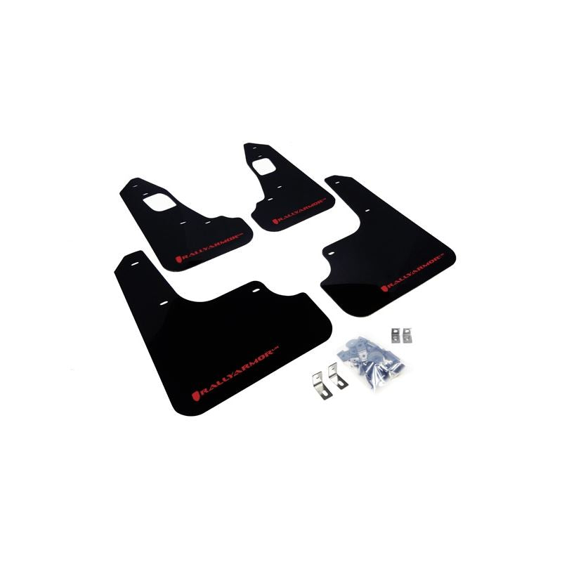 Rally Armor Black Mud Flap/Red Logo for 2008-2015 Mitsubishi Lancer (MF10-UR-BLK/RD)