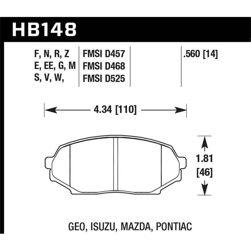 Hawk Performance HP Plus Brake Pads (HB148N.560)