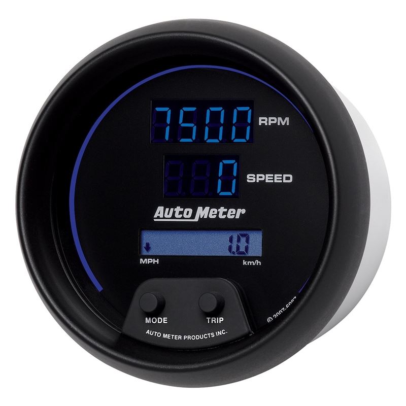 AutoMeter 85.7mm Black Digital 8000rpm/160mph or 260kmph Electric Tachometer/Speedometer Combo (6987)