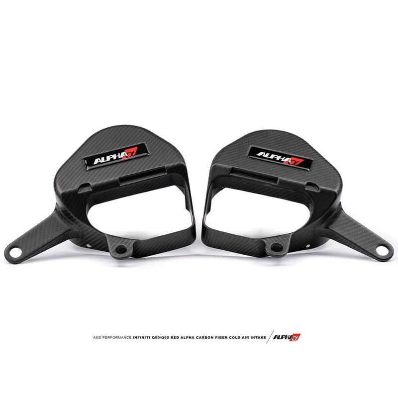 AMS Performance Infiniti Q50 / Q60 Red ALPHA Matte Carbon Intake Covers (ALP.28.06.0004-1)