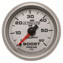 Load image into Gallery viewer, AutoMeter Ultra-Lite II 52mm 0-60 PSI Mechanical Boost Gauge (4905)