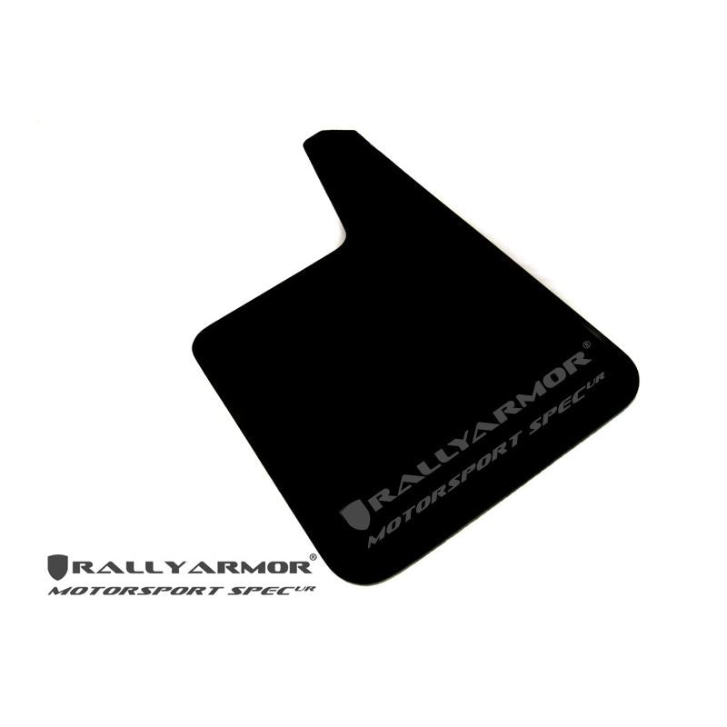 Rally Armor Universal Fit (No Hardware) Motorsport Spec Black UR Mud Flap w/ Gray Logo (MF20-MSUR-BK/GY)