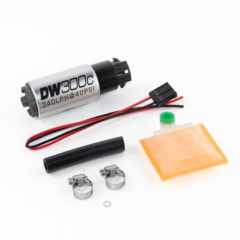 Deatschwerks DW300C series, 340lph compact fuel pump w/ mounting clips w/ Universal Install Kit. (9-309-1000)