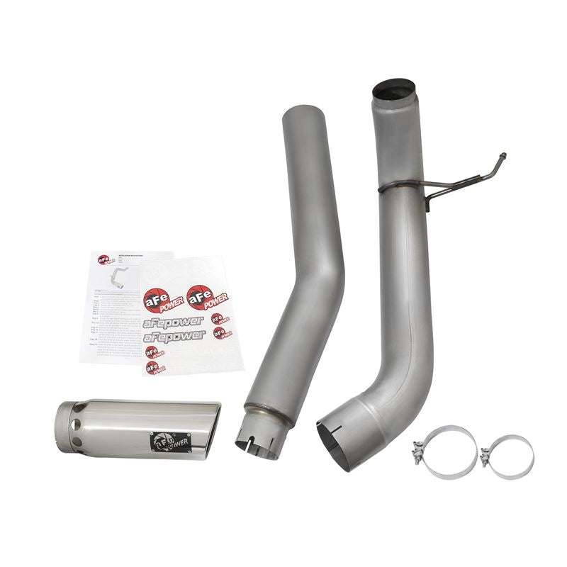 aFe Large Bore-HD 5 IN DPF-Back Stainless Steel Exhaust System w/Polished Tip (49-46112-P)