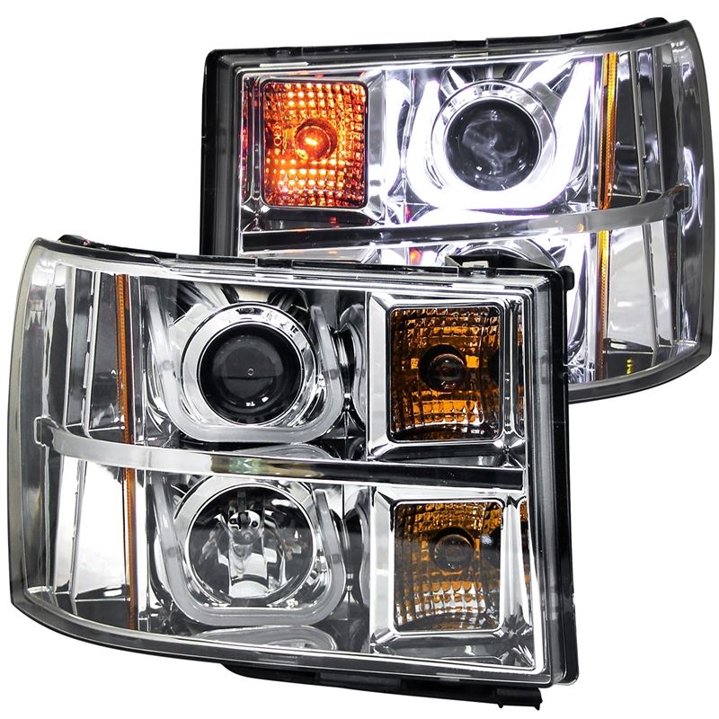 ANZO USA 2007-2013 Gmc Sierra 1500 Projector Headlights w/ U-Bar Chrome (111283)