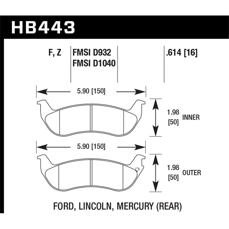 Hawk Performance HPS Brake Pads (HB443F.614)