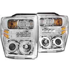 Load image into Gallery viewer, ANZO USA 2008-2010 Ford F-250 Projector Headlights w/ Halo Chrome (CCFL) (111167)