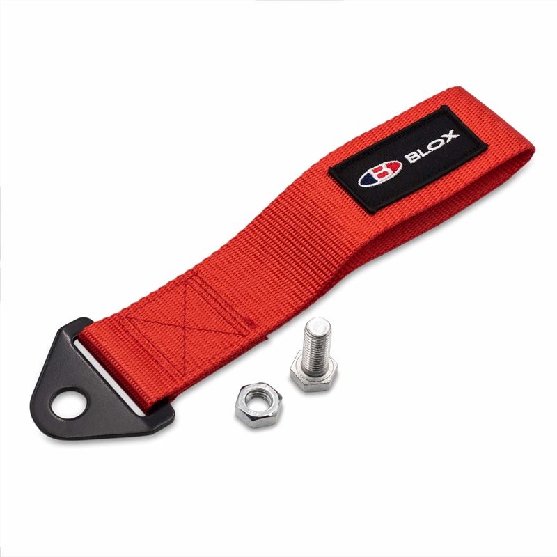 Blox Racing Universal Tow Strap with Blox Racing Logo- Red (BXAP-00034-RD)