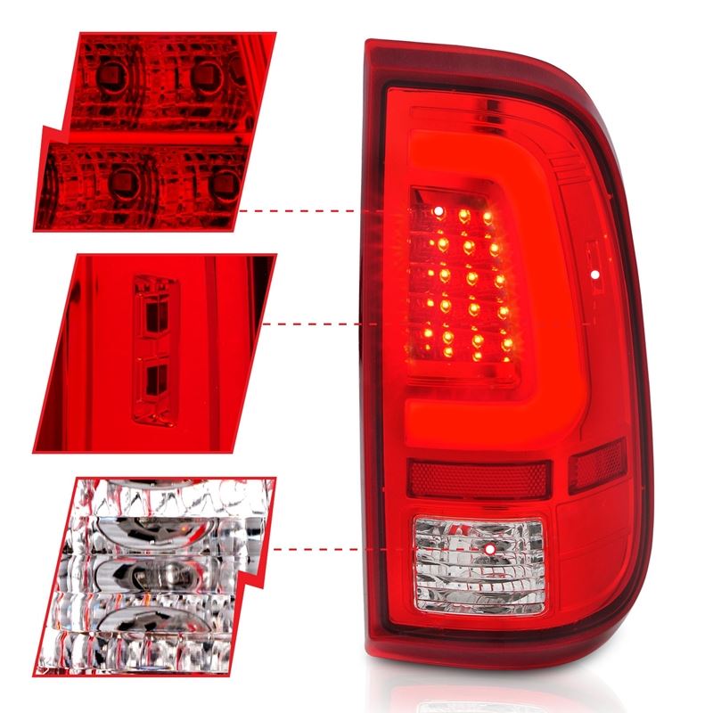 ANZO USA Tail Light Assembly, LED, Red/Clear Lens, Chrome Housing, Pair, (311358)