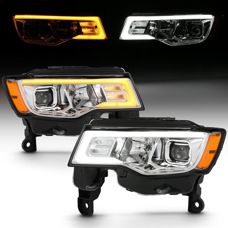 ANZO USA Projector Headlight Set w/Plank Style Switchback Chrome w/Amber Pair (111419)