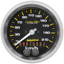 Load image into Gallery viewer, AutoMeter Carbon Fiber 3-3/8in. 0-225KM/H (GPS) Speedometer Gauge (4780-M)