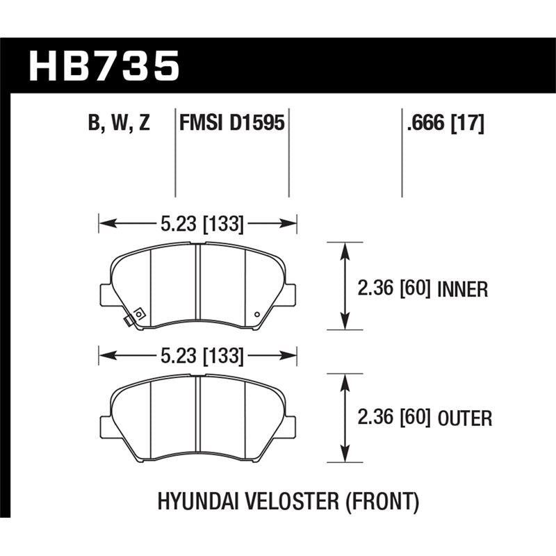 Hawk Performance Performance Ceramic Brake Pads (HB735Z.666)