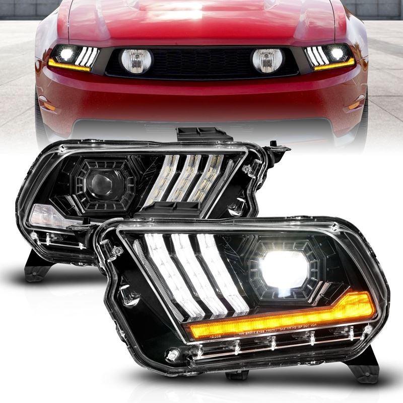 ANZO USA LED Projector Headlights w/Sequential Light Tube (NON HID Compatible) for 10-14 Ford Mustang (121577)