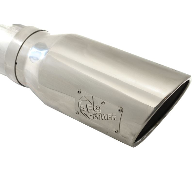 aFe Large Bore-HD 5 IN 409 Stainless Steel DPF-Back Exhaust System w/Polished Tip (49-43055-P)