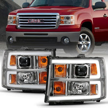 Load image into Gallery viewer, ANZO USA Projector Headlight Set, Clear Lens, Chrome w/Amber Housing, Pair, w/Plank Style Design (111483)