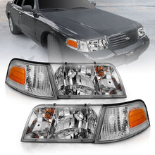 Load image into Gallery viewer, ANZO USA Crystal Headlight Set, Clear Lens, Chrome Housing, w/ Bumper Light OE, Pair, (121556)