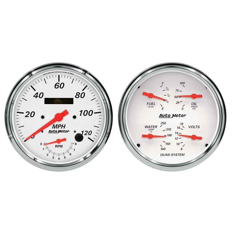 AutoMeter 5" QUAD GA & TACH/ SPEEDO COMBO, ARCTIC WHT (1352)