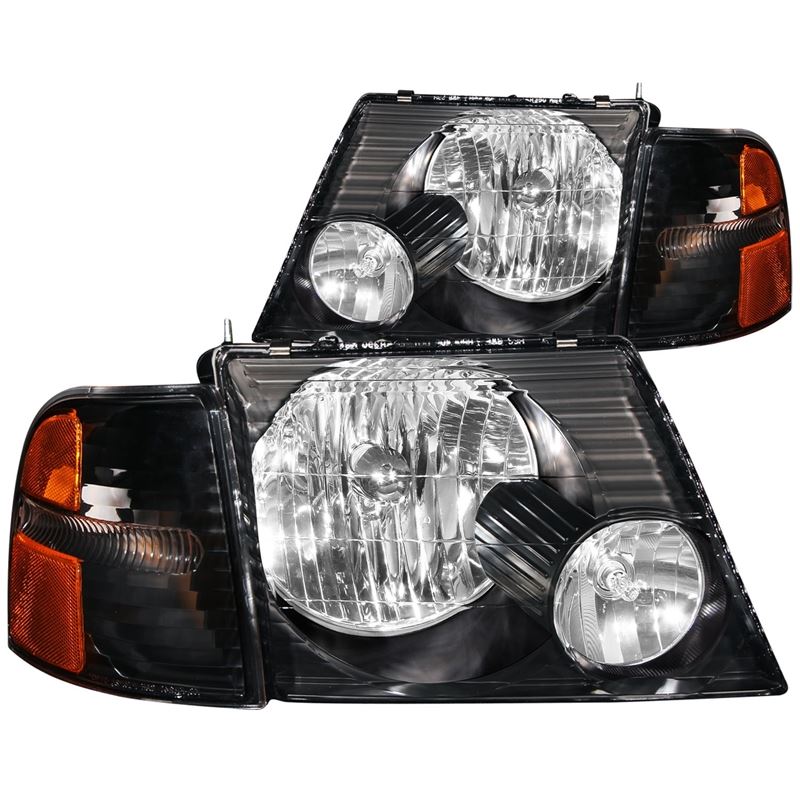 ANZO USA 2002-2005 Ford Explorer Crystal Headlights Black w/ Corner Lights 2pc (111071)