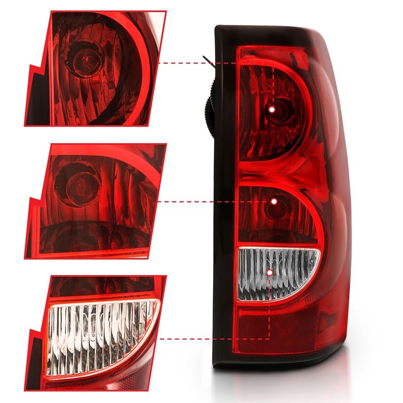 ANZO USA Tail Light Assembly, Red/Clear Lens, w/Black Trim, OE Replacement, (311302)