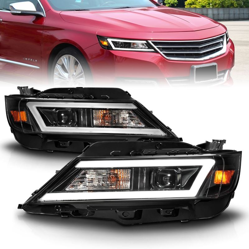 ANZO USA Square Projector LED Bar Headlights w/ Black Housing for 14-20 Chevrolet Impala (121574)