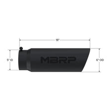 Load image into Gallery viewer, MBRP Exhaust Tip. 6in. O.D. Angled Rolled End. 5in. let 18in. length. BLK (T5125BLK)