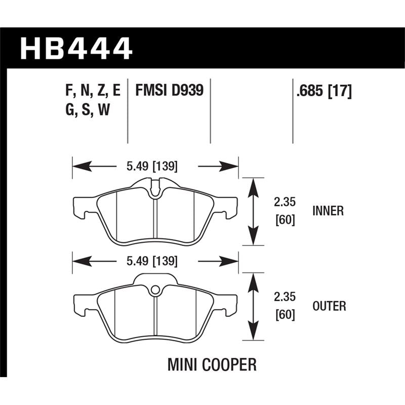 Hawk Performance Performance Ceramic Brake Pads (HB444Z.685)