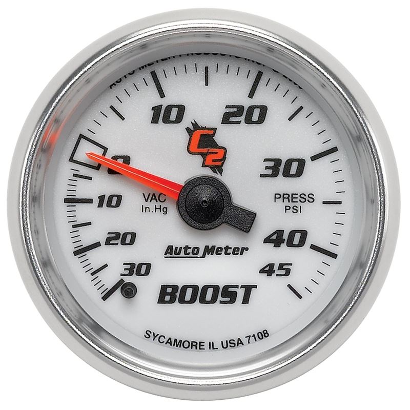 AutoMeter C2 52mm 30 In Hg-Vac/45 PSI Mechanical Vacuum/Boost Gauge (7108)