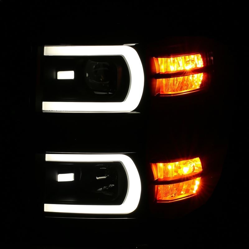 ANZO USA Projector Headlight Set w/Plank Style Switchback Black w/Amber Pair (111412)