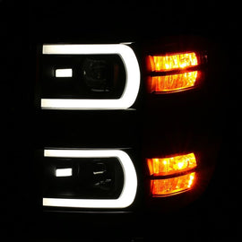 ANZO USA Projector Headlight Set w/Plank Style Switchback Black w/Amber Pair (111412)