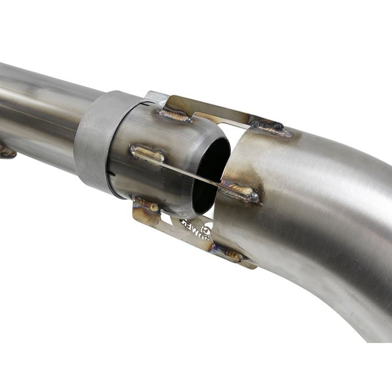 aFe Large Bore-HD 3 IN 409 Stainless Steel Cat-Back Exhaust System w/ Polished Tip (49-44100-P)