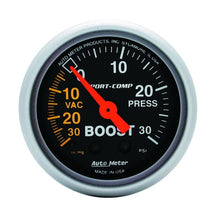 Load image into Gallery viewer, AutoMeter Sport-Comp 52mm 30 PSI Mechanical Boost Gauge (3303)