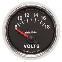 Load image into Gallery viewer, AutoMeter GS 52mm 8-18 Volts Short Sweep Electronic Voltmeter Gauge (3892)