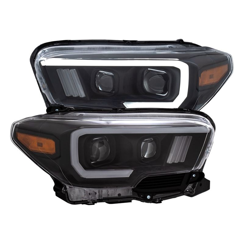 ANZO USA 2016-2017 Toyota Tacoma Projector Headlights w/ Plank Style Switchback Black w/ Amber (111396)