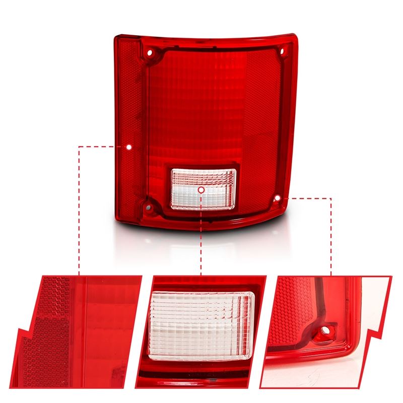 ANZO USA Tail Light Assembly, Red/Clear Lens, w/o Chrome Trim Fleetside, Pair, OE Replacement, (311317)